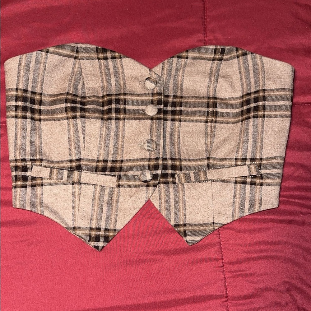 Forever 21 Brown Plaid Corset Top